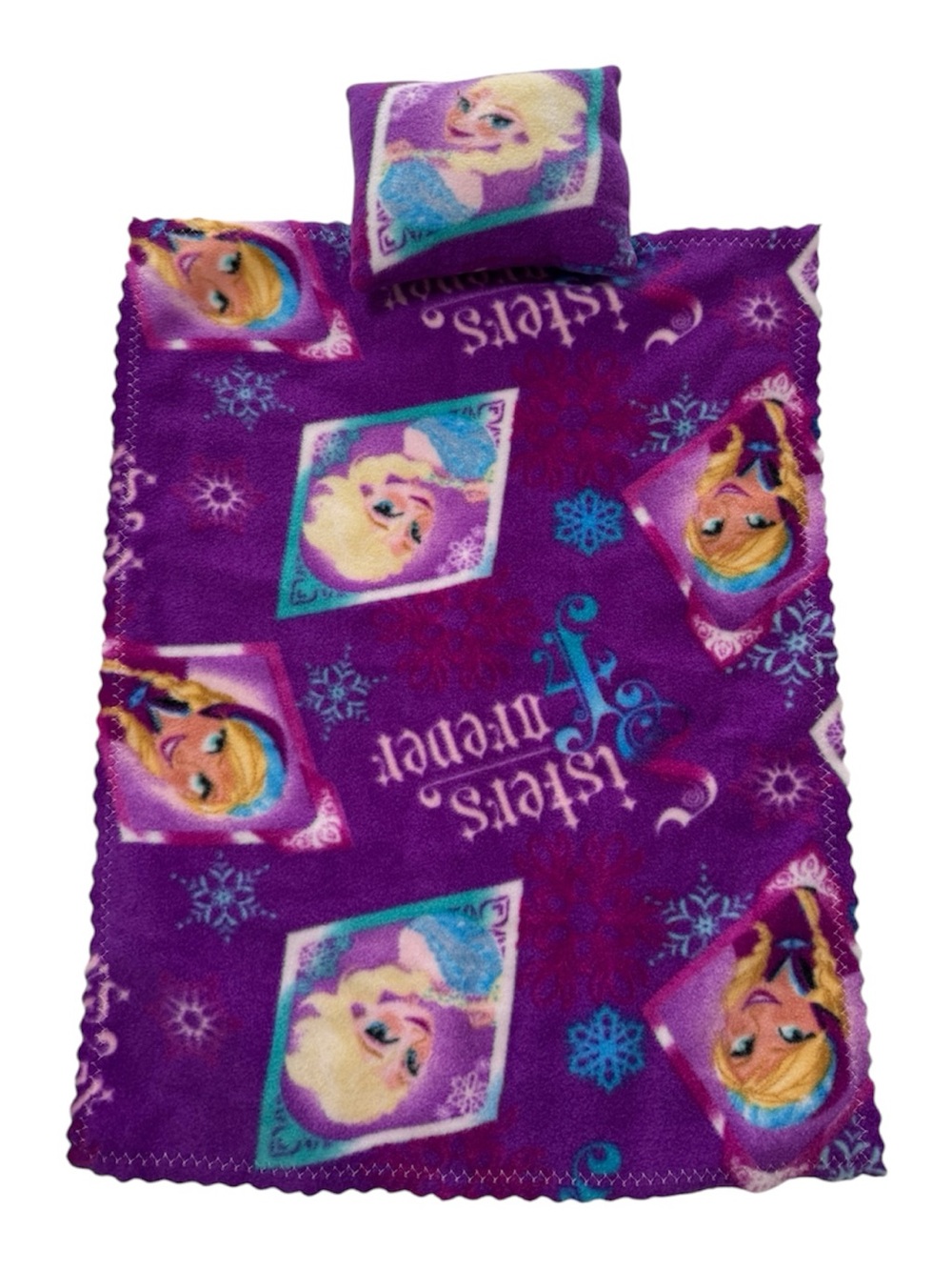 Disney Frozen Purple Plush Throw with Pillow - Doll Size for 18 Inch Dolls